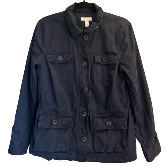 Charter Club Utility Jacket Women’s Size Medium Blue Button Down Paisley Lined - Picture 1 of 9